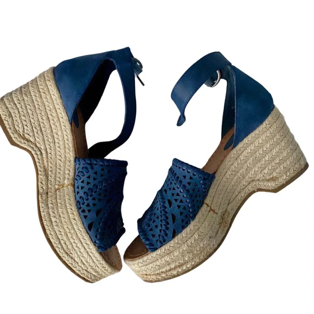 Indigo Blue Wedge Sandals Size 7.5M